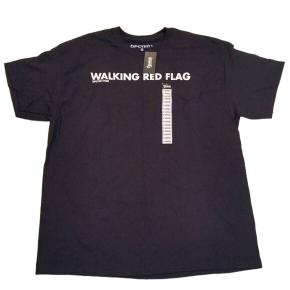 NWT Dpcted XL Black Walking Red Flag T-Shirt - Picture 1 of 5